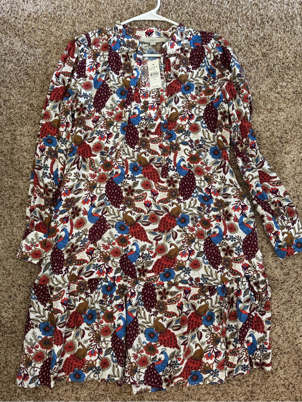 LOFT Floral Paisley Long Sleeve Tunic Dress - NWT Medium.